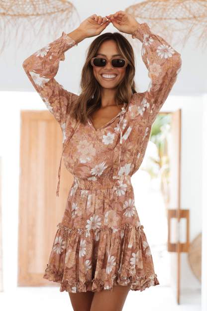 Kealan Dress - Brown-Sunny Prom