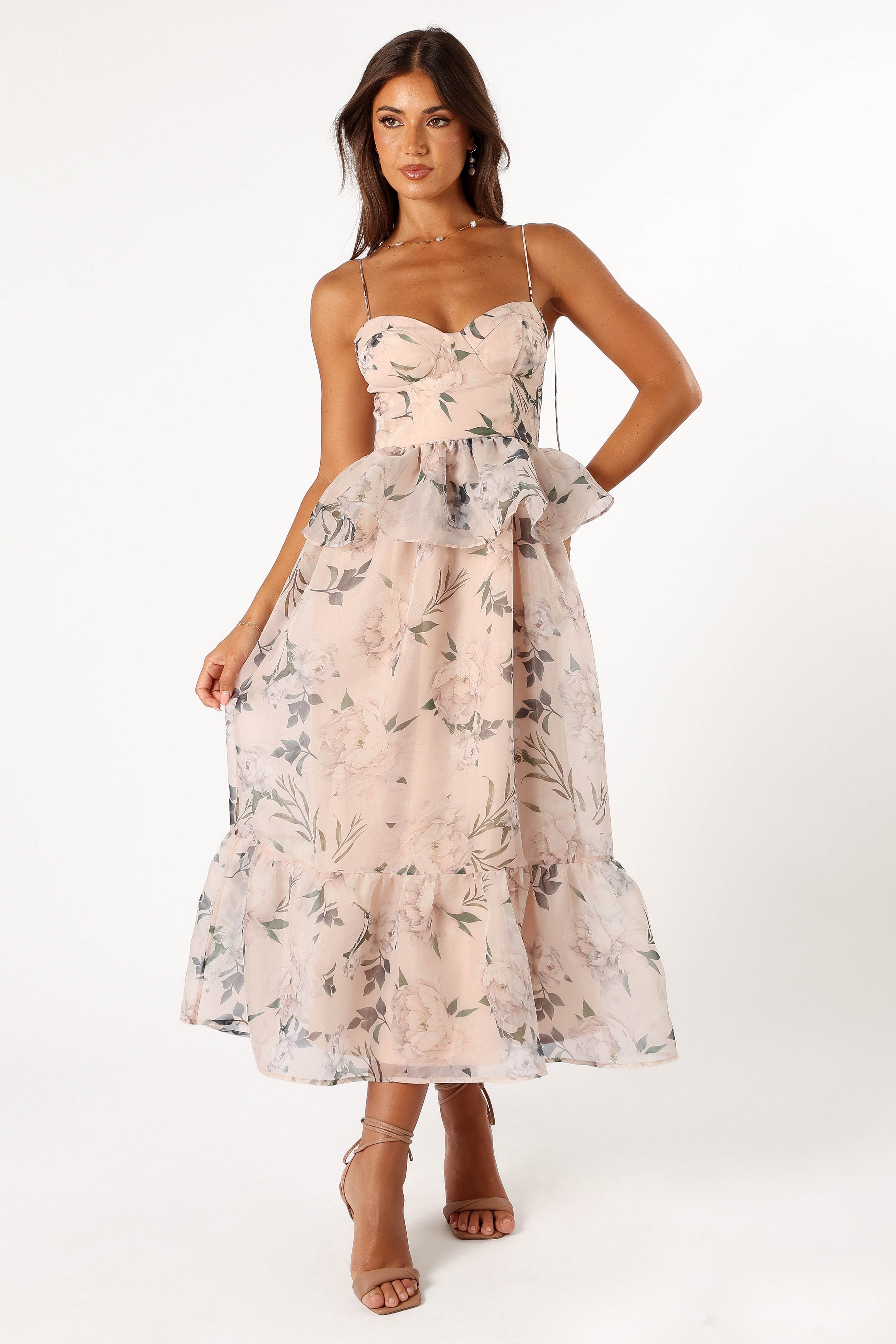 Kennie Midi Dress - Pink Floral-Sunny Prom