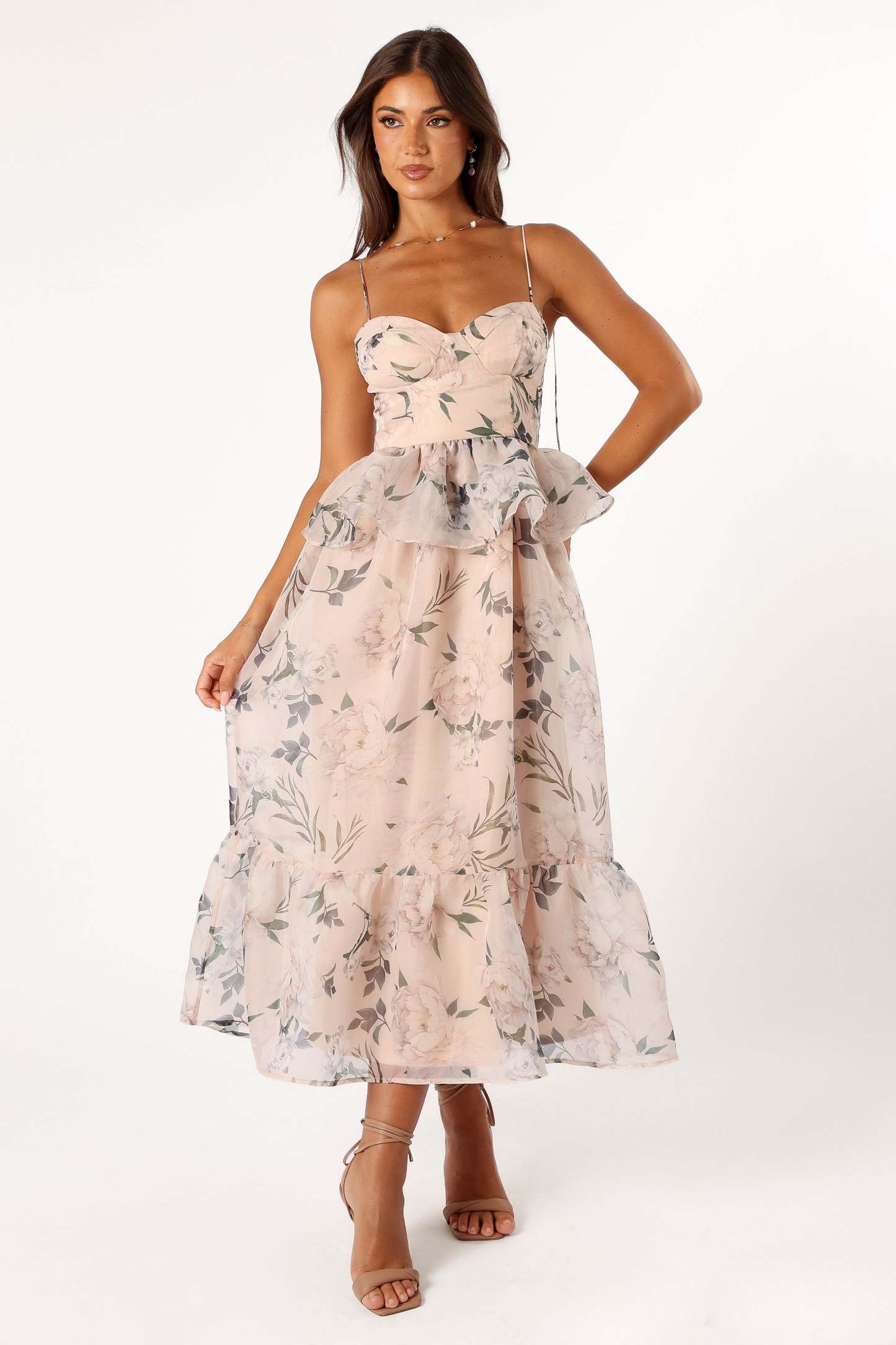 Kennie Midi Dress - Pink Floral-Sunny Prom