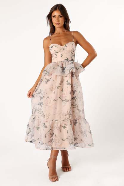 Kennie Midi Dress - Pink Floral-Sunny Prom