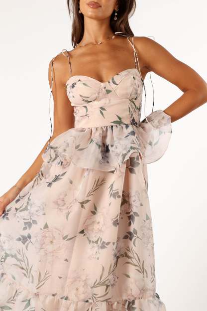 Kennie Midi Dress - Pink Floral-Sunny Prom