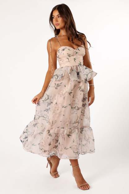 Kennie Midi Dress - Pink Floral-Sunny Prom