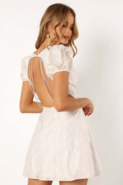Kimmy Backless Mini Dress - White-Sunny Prom