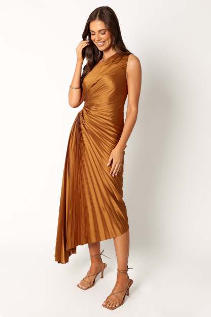 Kleo One Shoulder Maxi Dress - Golden Ochre-Sunny Prom