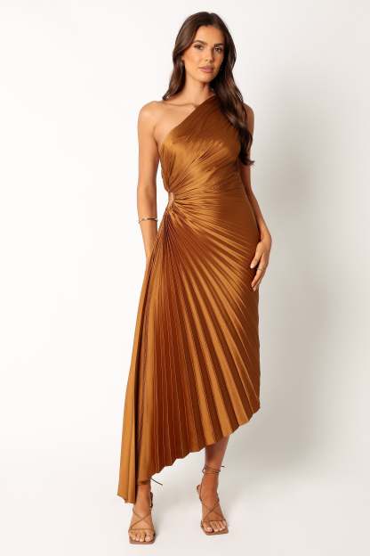 Kleo One Shoulder Maxi Dress - Golden Ochre-Sunny Prom