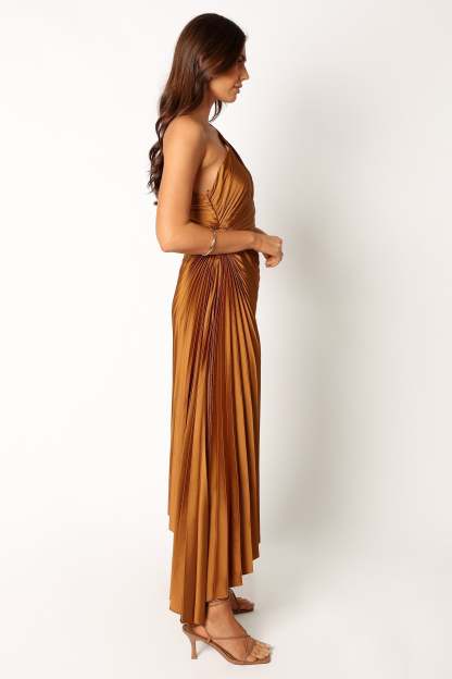 Kleo One Shoulder Maxi Dress - Golden Ochre-Sunny Prom