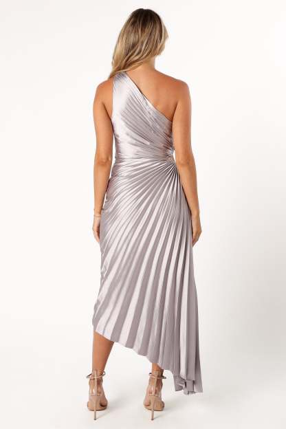 Kleo One Shoulder Maxi Dress - Silver-Sunny Prom