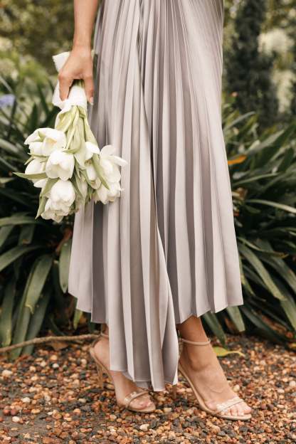 Kleo One Shoulder Maxi Dress - Silver-Sunny Prom