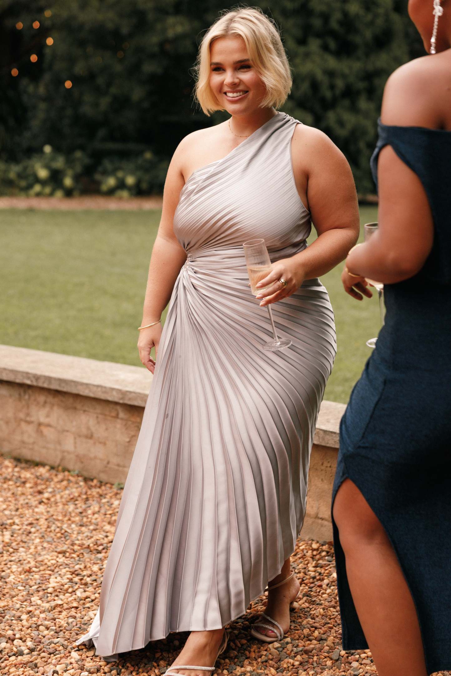 Kleo One Shoulder Maxi Dress - Silver-Sunny Prom