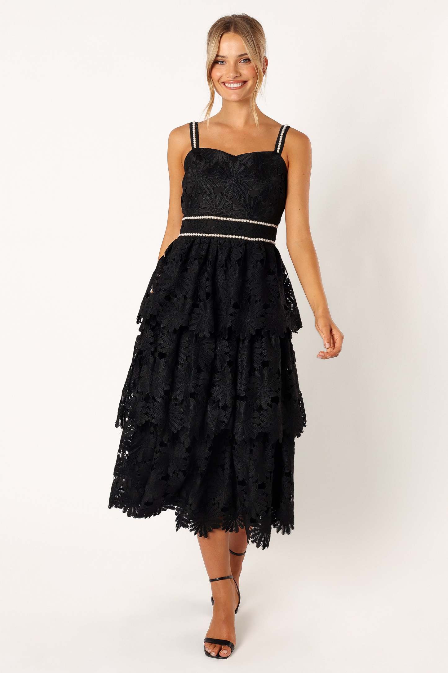Knox Tiered Midi Dress - Black-Sunny Prom