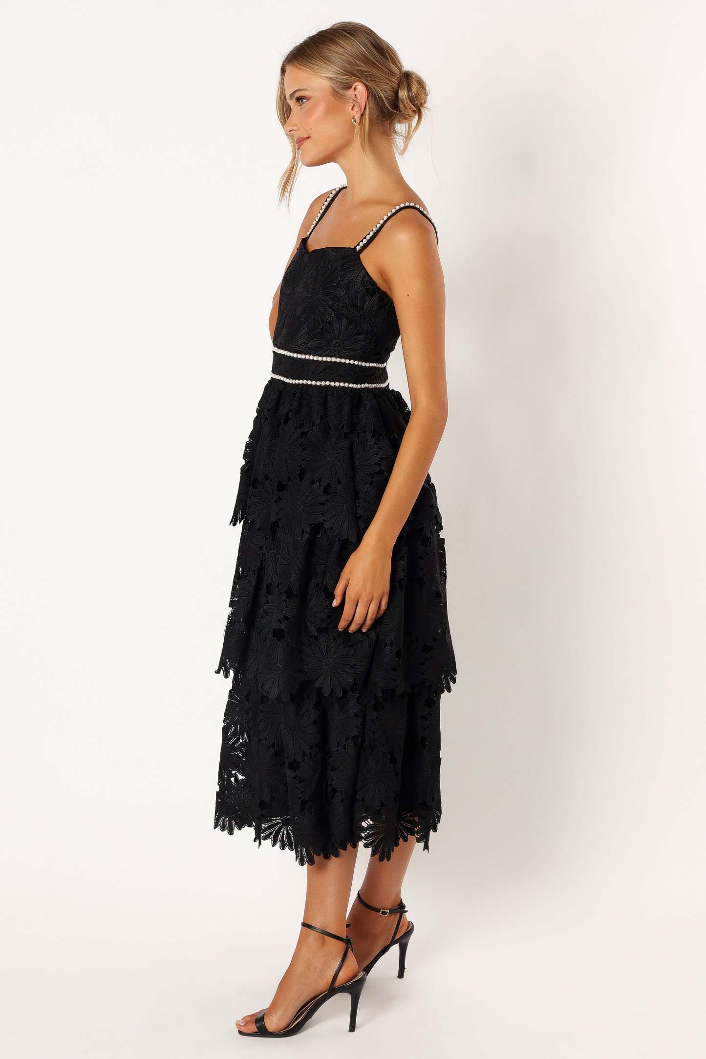 Knox Tiered Midi Dress - Black-Sunny Prom
