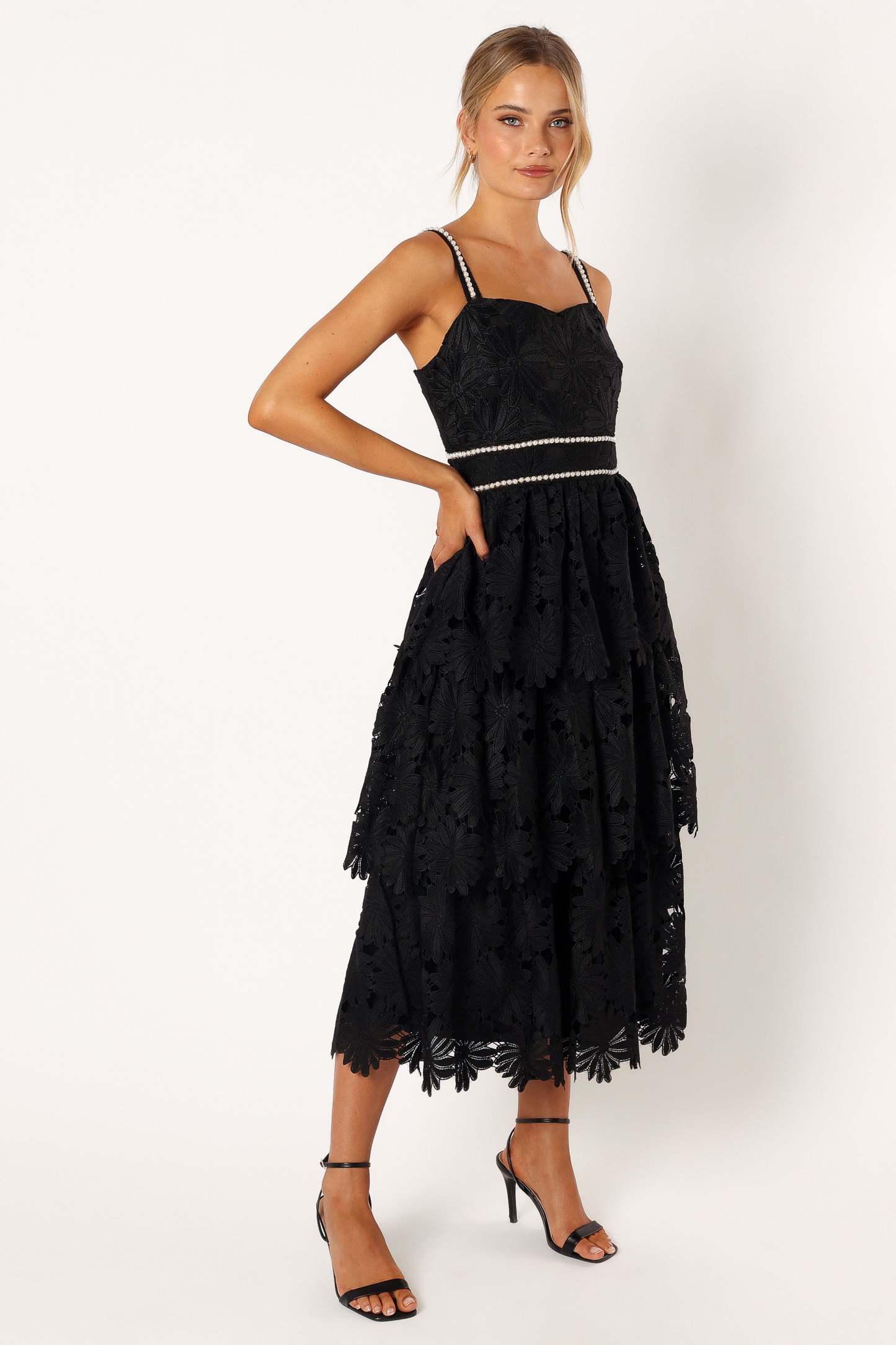 Knox Tiered Midi Dress - Black-Sunny Prom