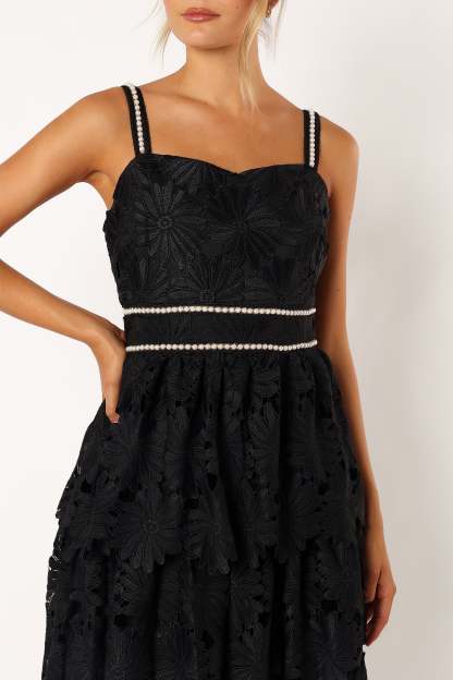 Knox Tiered Midi Dress - Black-Sunny Prom