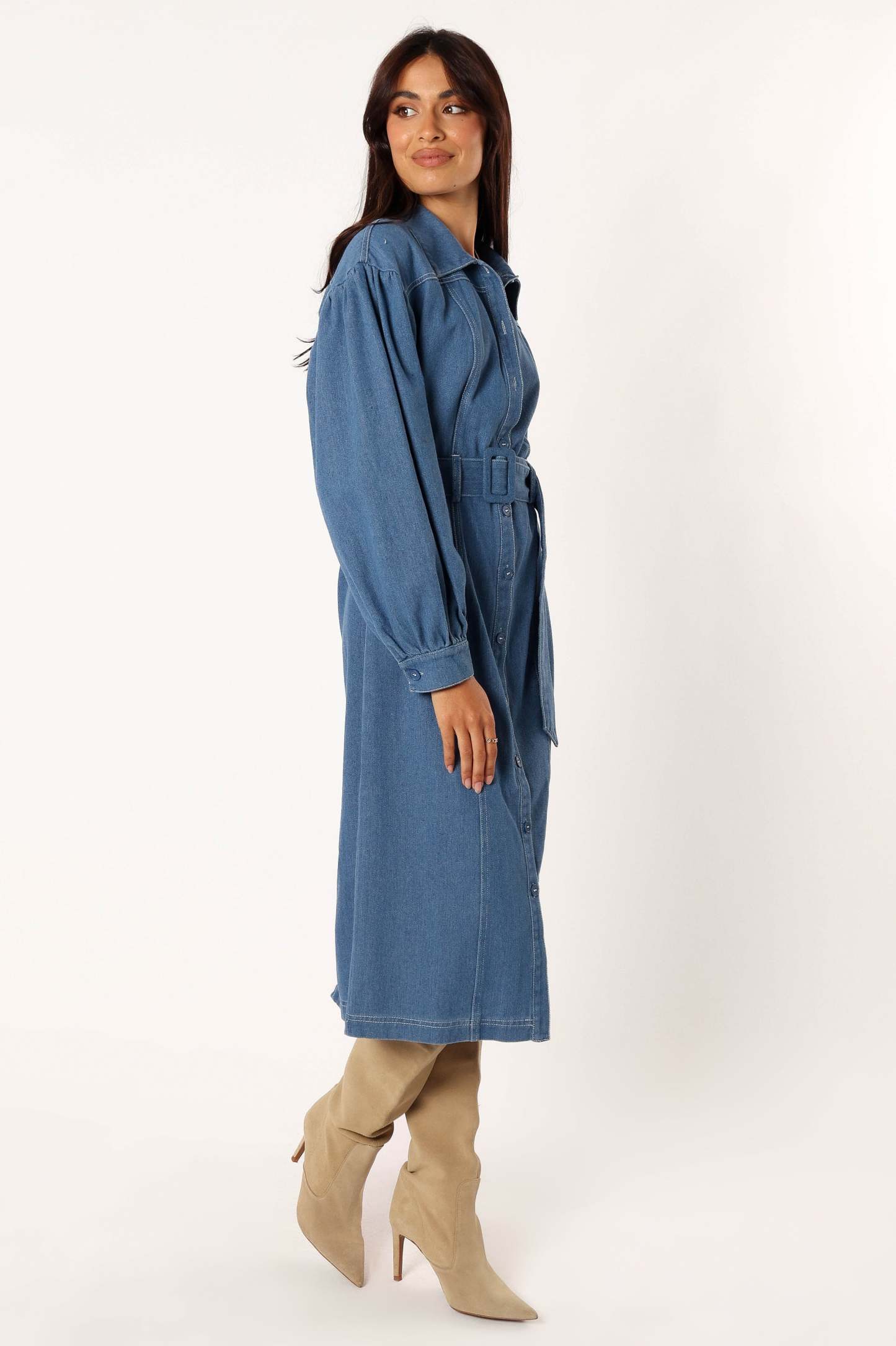 Kocoa Long Sleeve Midi Dress - Denim-Sunny Prom