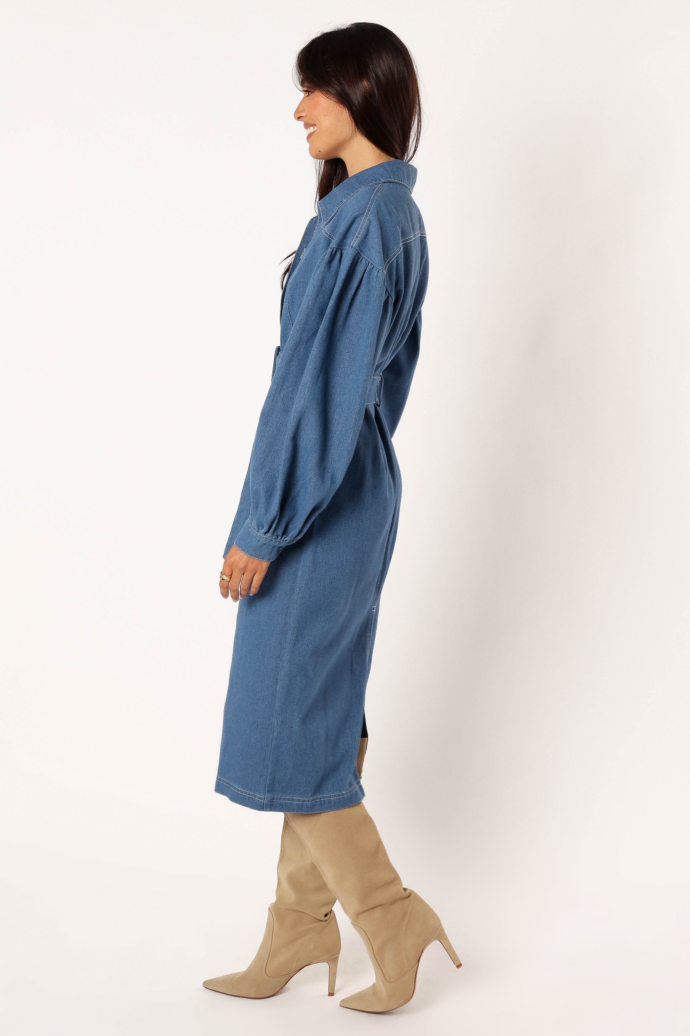 Kocoa Long Sleeve Midi Dress - Denim-Sunny Prom