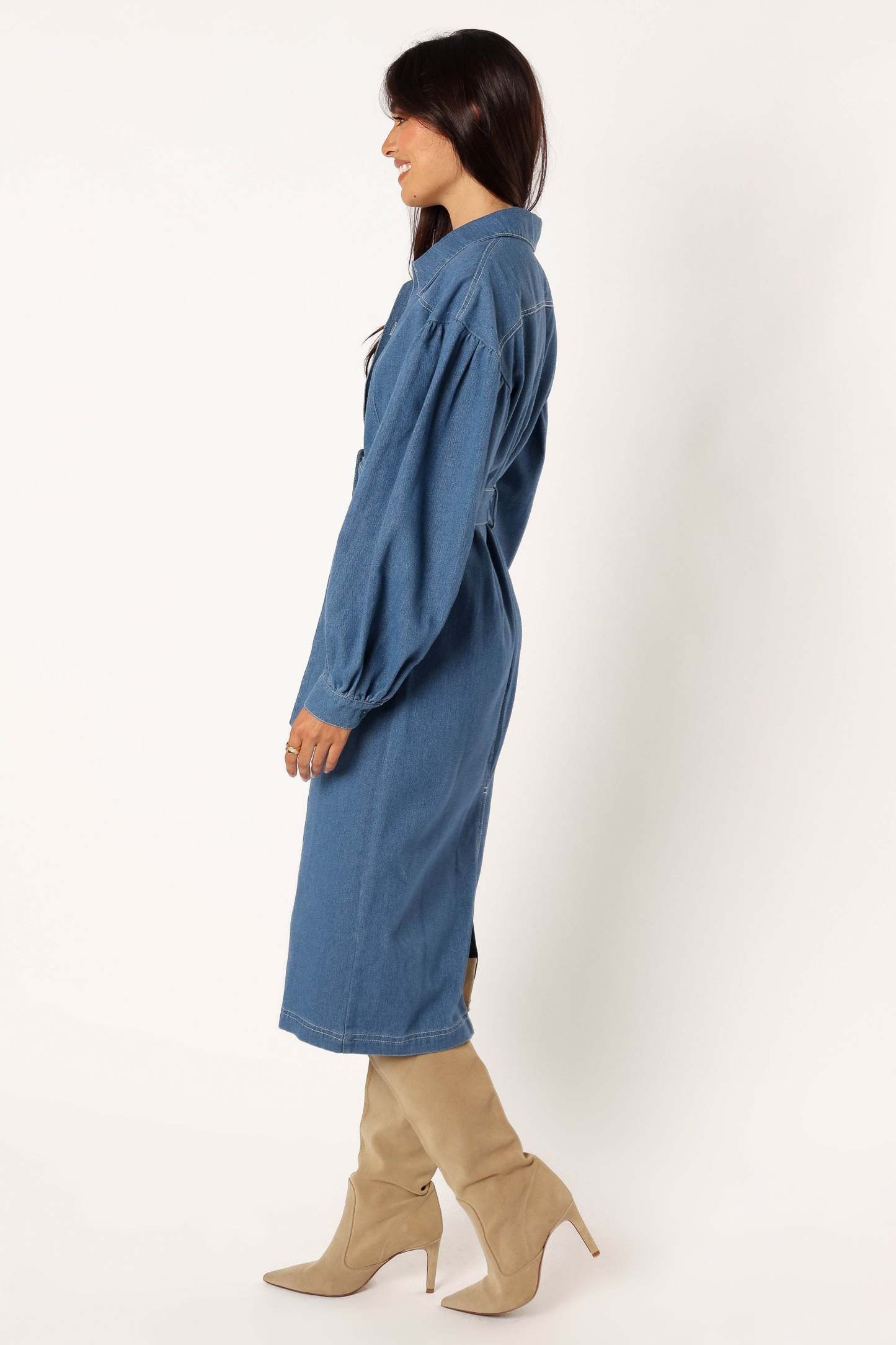 Kocoa Long Sleeve Midi Dress - Denim-Sunny Prom