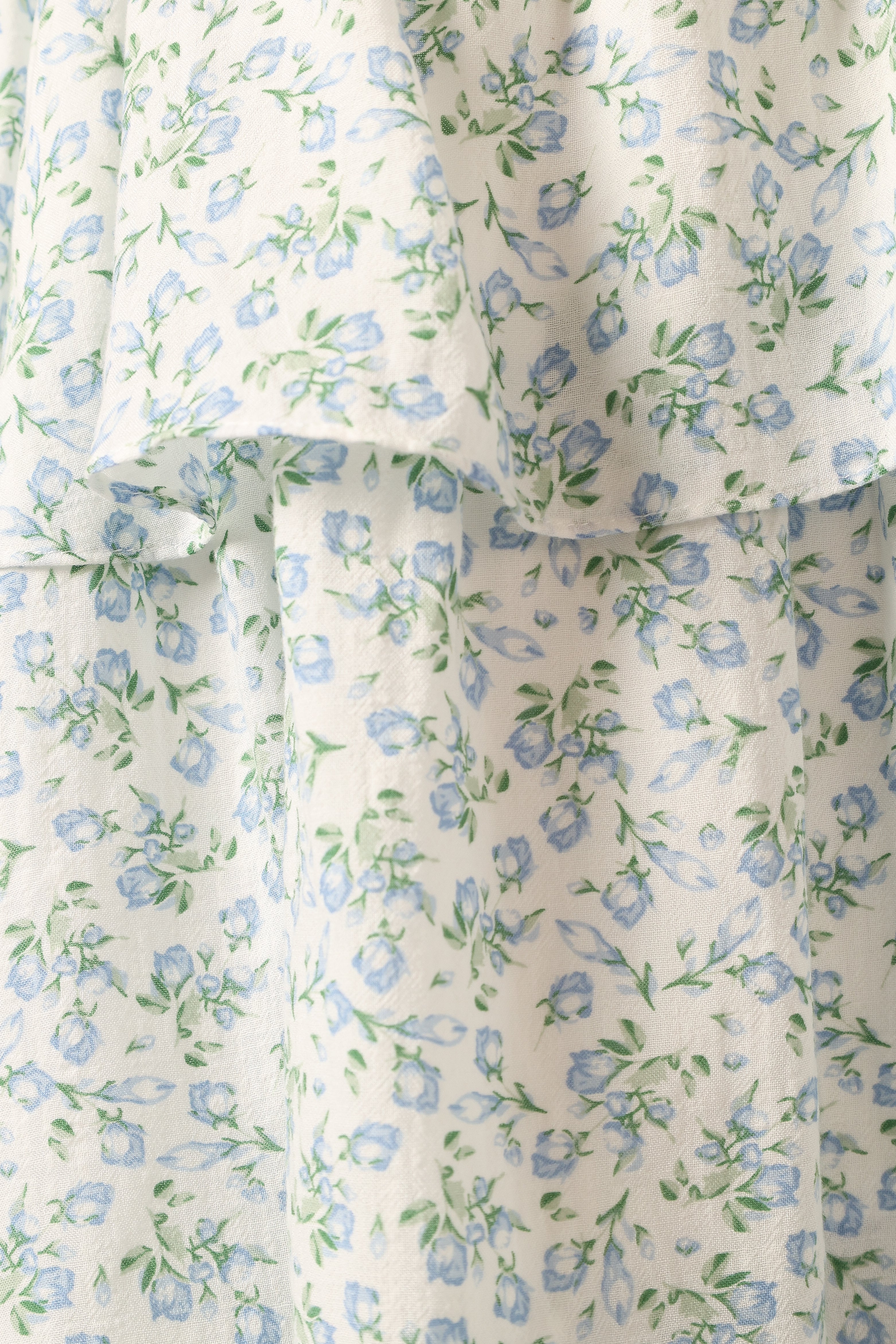 Kylah Ruffle Mini Dress - White Blue Floral-Sunny Prom