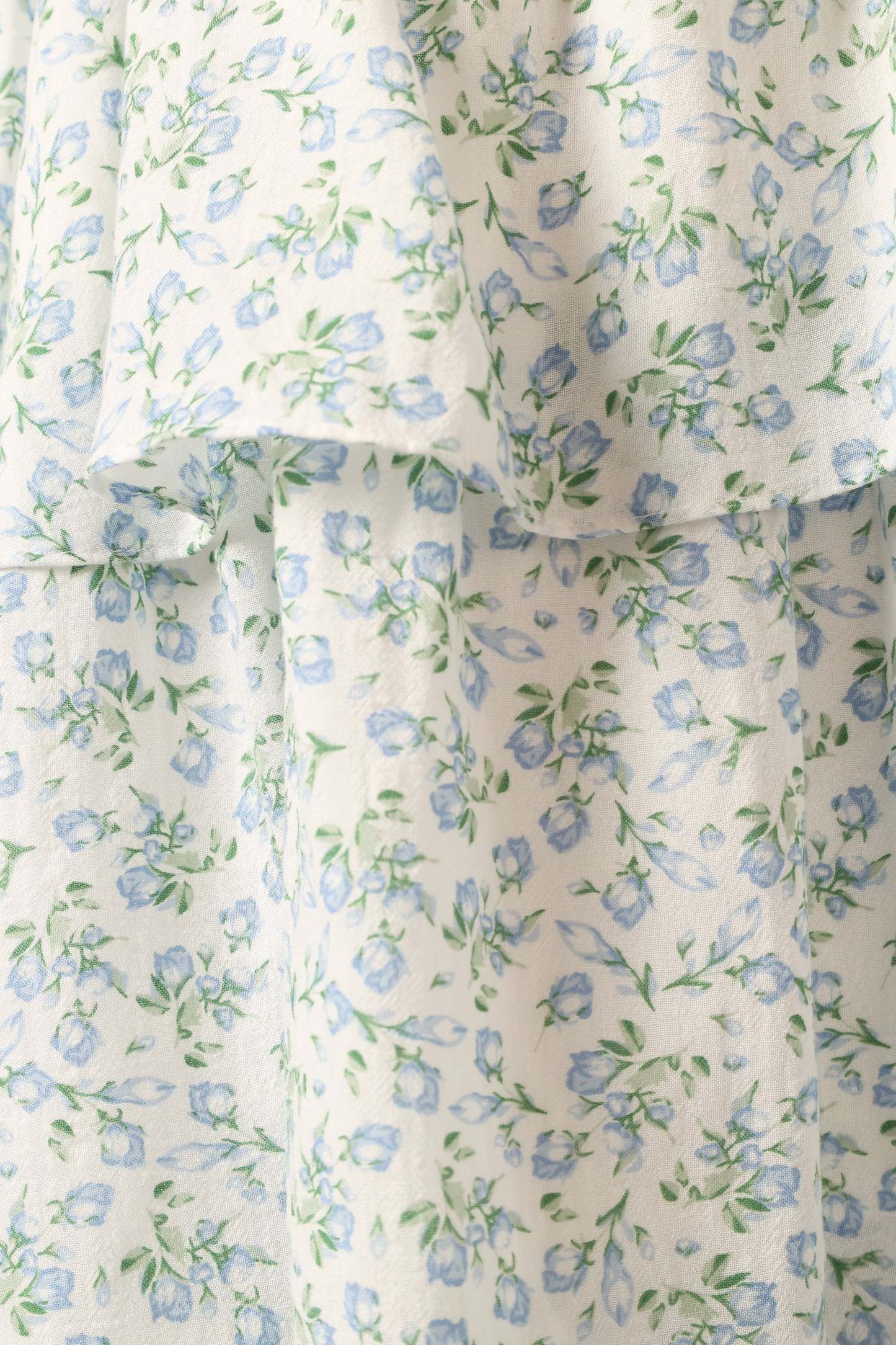Kylah Ruffle Mini Dress - White Blue Floral-Sunny Prom