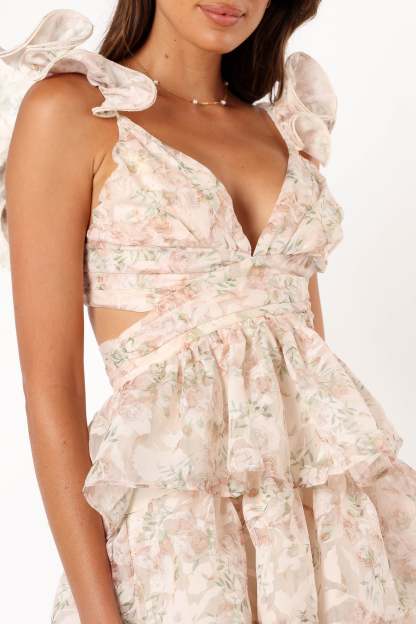 Leanna Tiered Mini Dress - Rose Floral-Sunny Prom