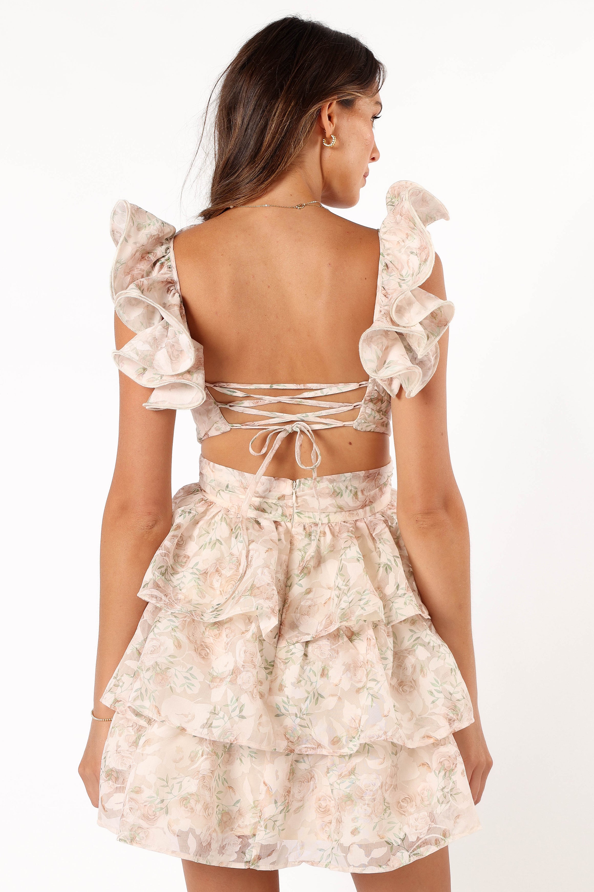 Leanna Tiered Mini Dress - Rose Floral-Sunny Prom