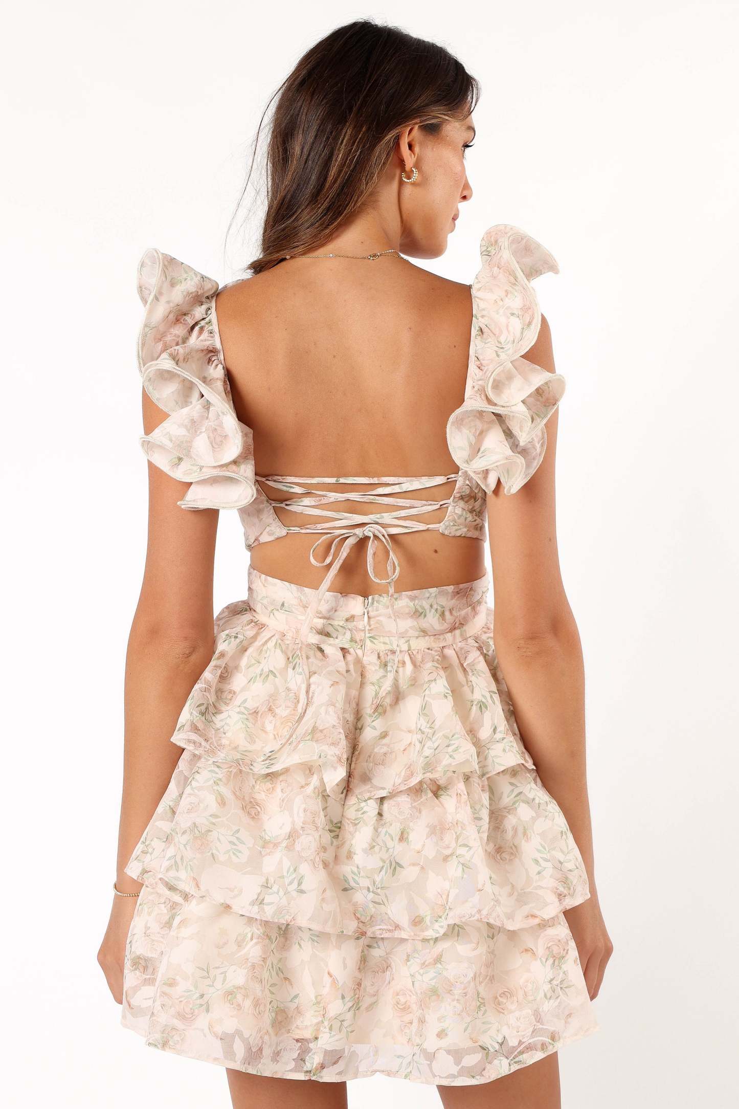 Leanna Tiered Mini Dress - Rose Floral-Sunny Prom