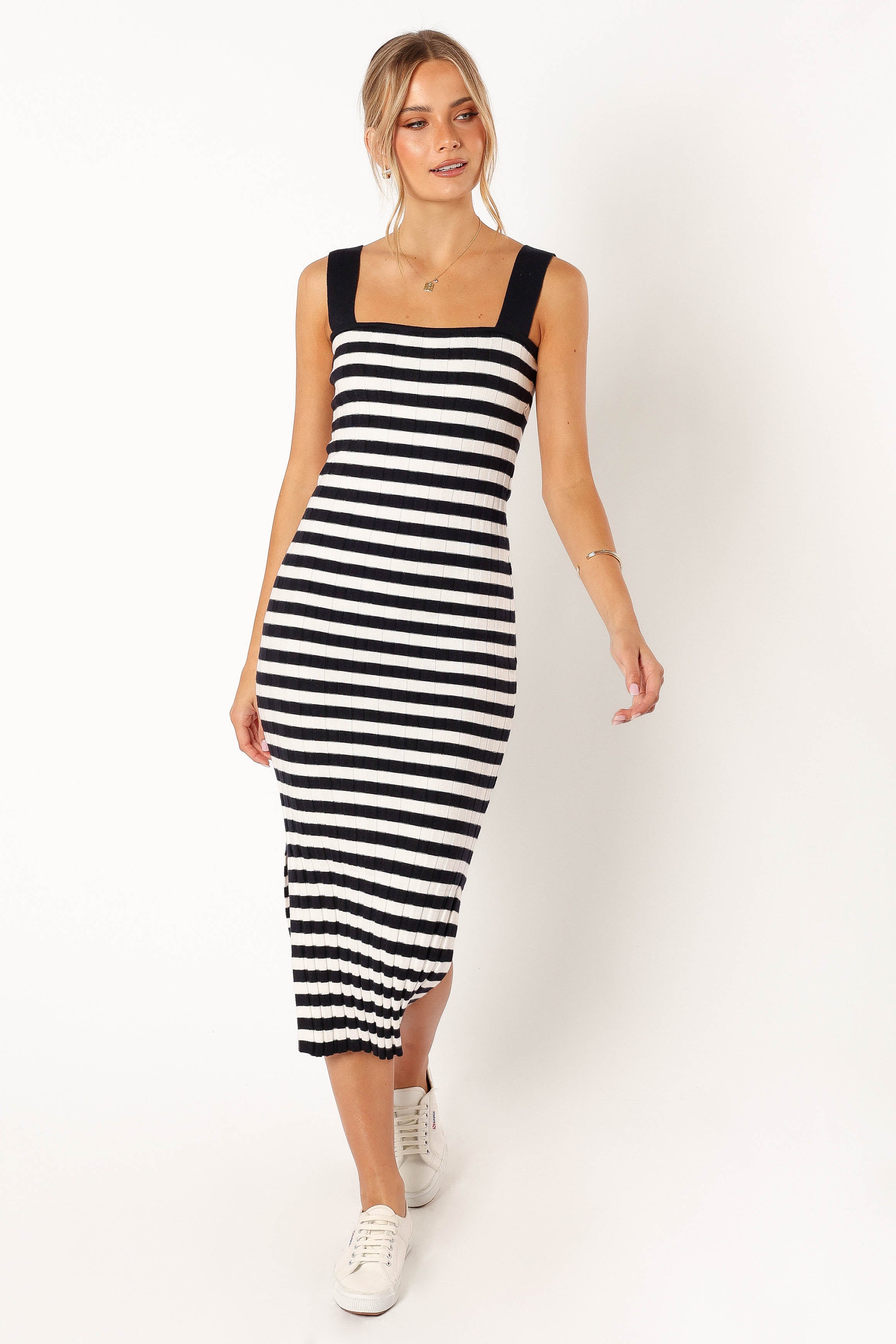 Ledger Midi Dress - Navy Stripe-Sunny Prom
