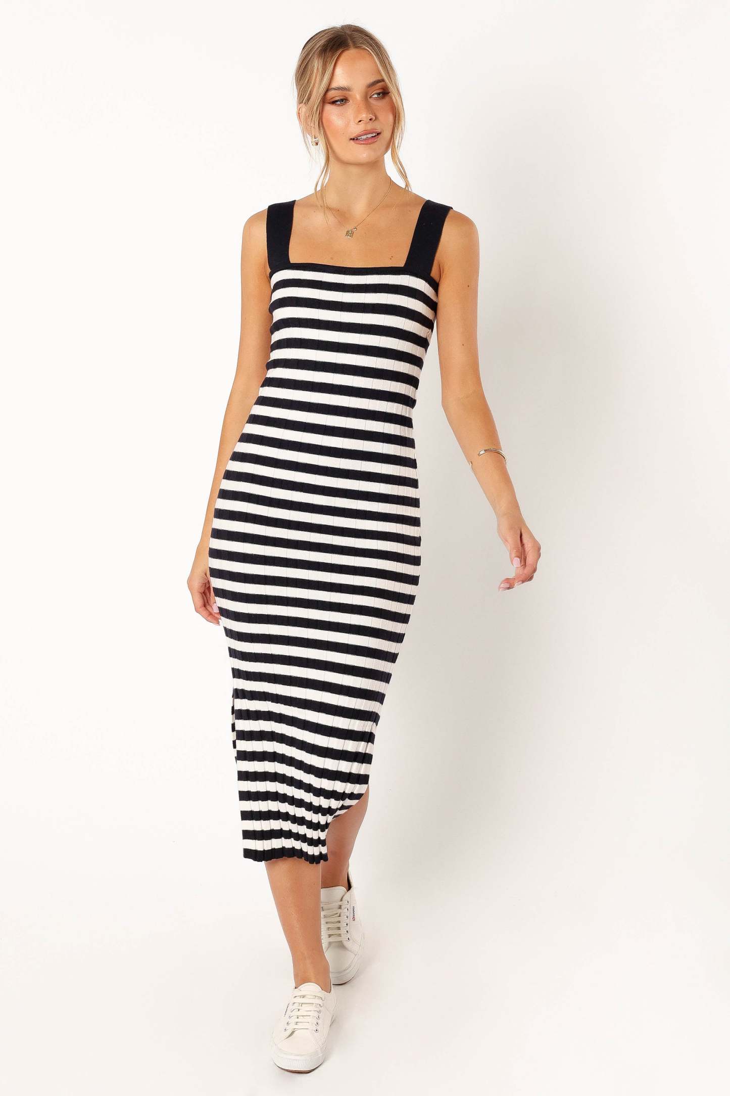 Ledger Midi Dress - Navy Stripe-Sunny Prom