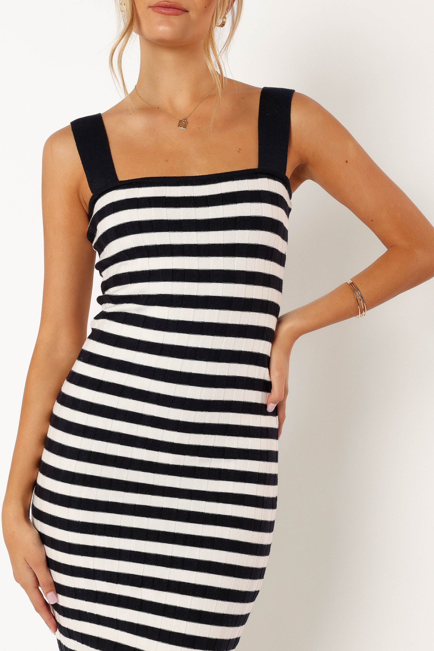 Ledger Midi Dress - Navy Stripe-Sunny Prom
