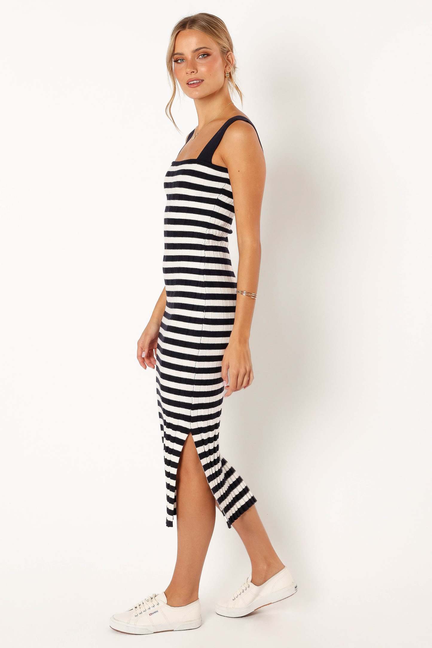 Ledger Midi Dress - Navy Stripe-Sunny Prom