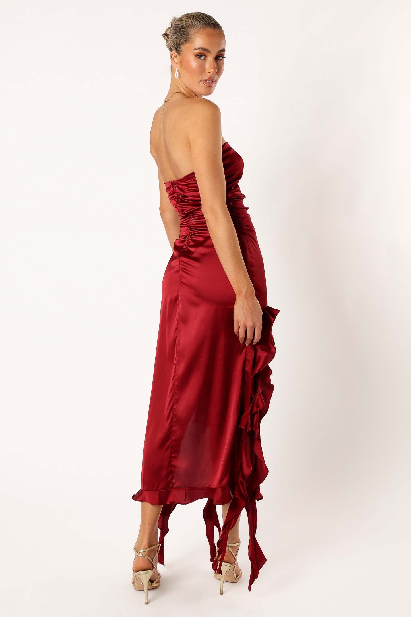Lee Strapless Midi Dress - Wine-Sunny Prom