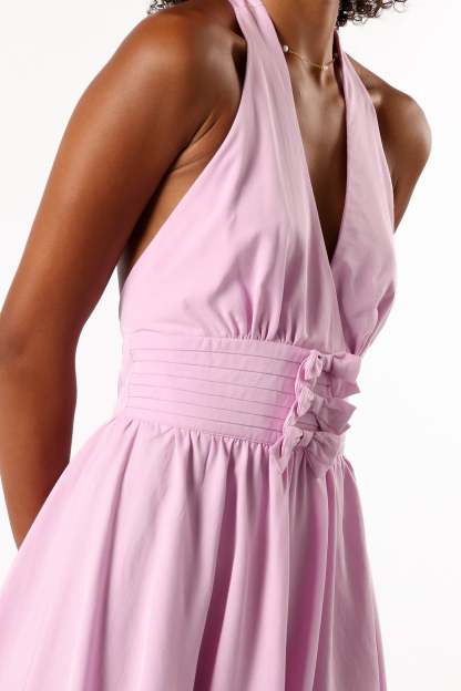 Leigh Halterneck Mini Dress - Lavender-Sunny Prom
