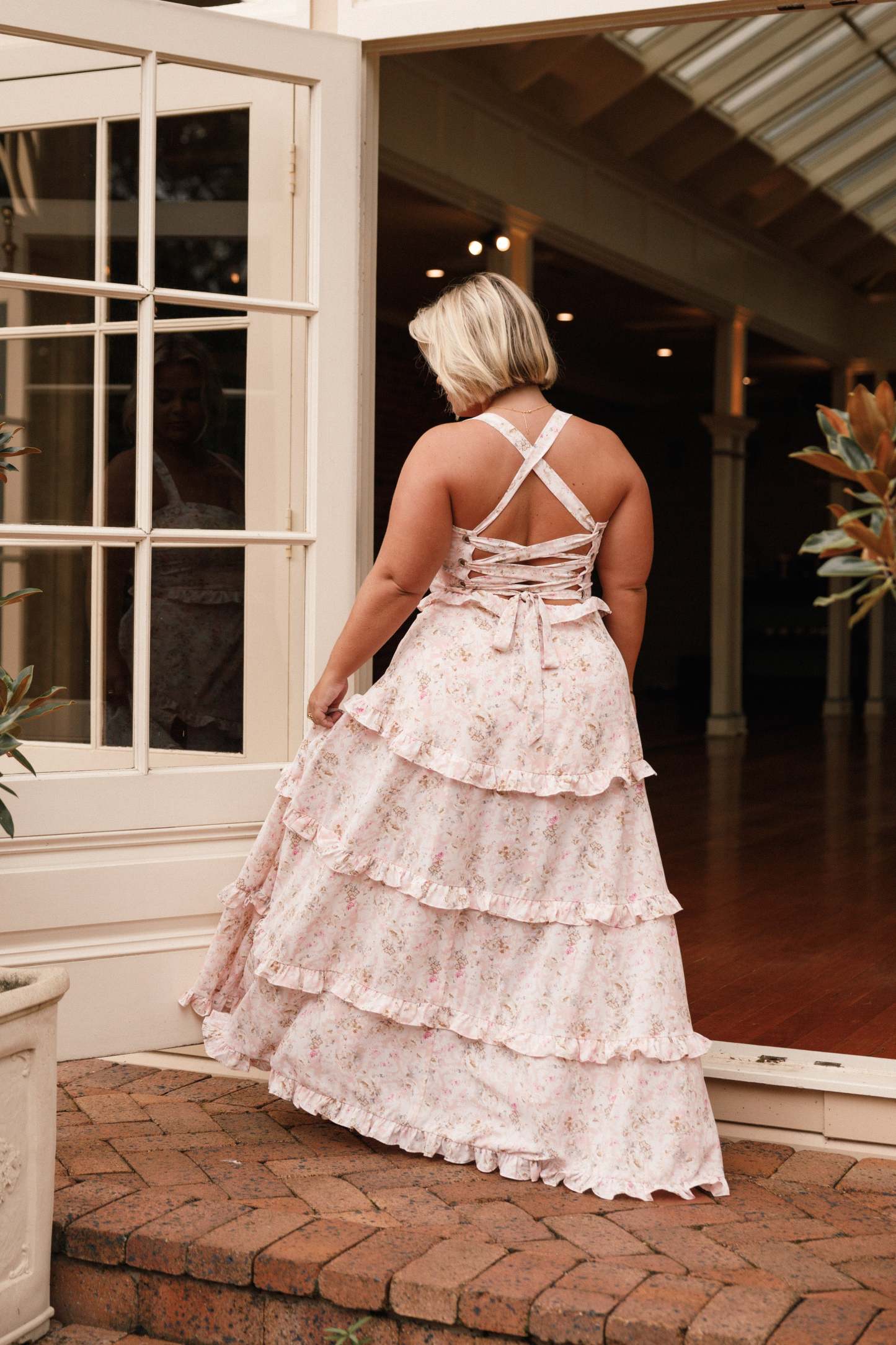 Lillee Tiered Maxi Dress - Pink Floral-Sunny Prom