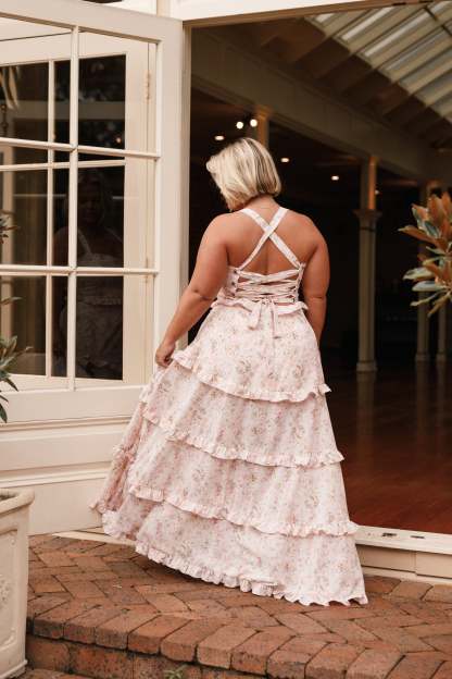 Lillee Tiered Maxi Dress - Pink Floral-Sunny Prom