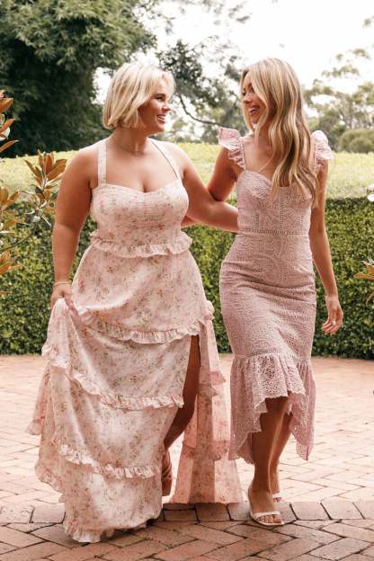 Lillee Tiered Maxi Dress - Pink Floral-Sunny Prom