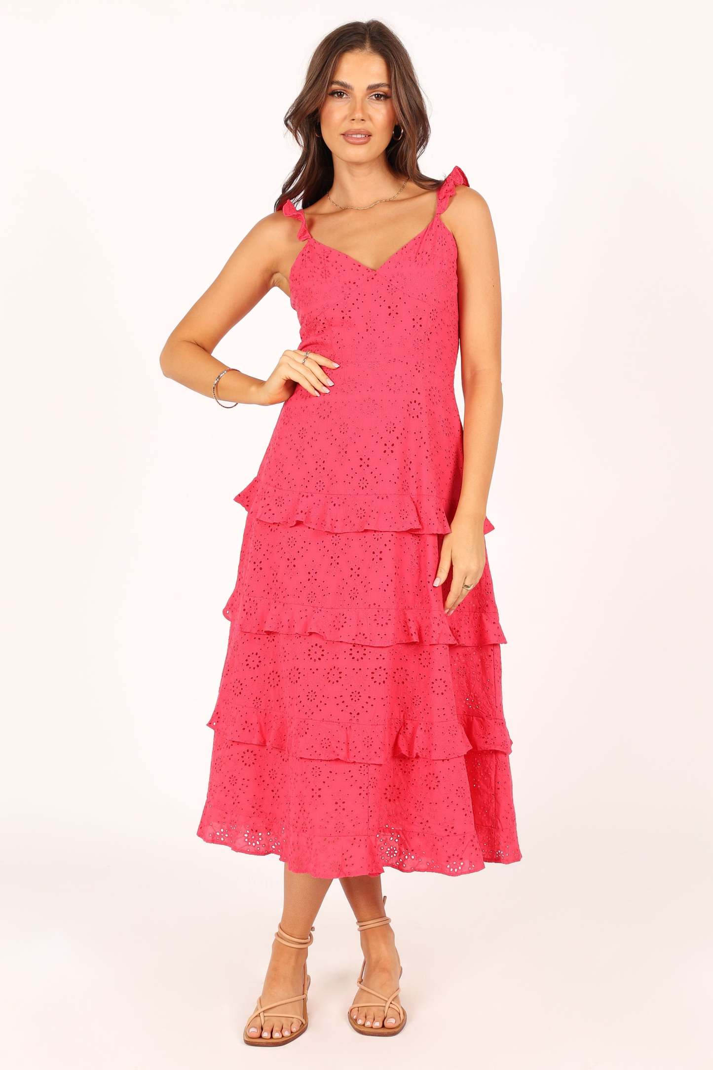 Lillian Midi Dress - Pink-Sunny Prom