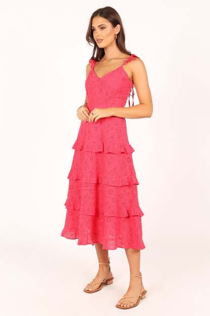 Lillian Midi Dress - Pink-Sunny Prom