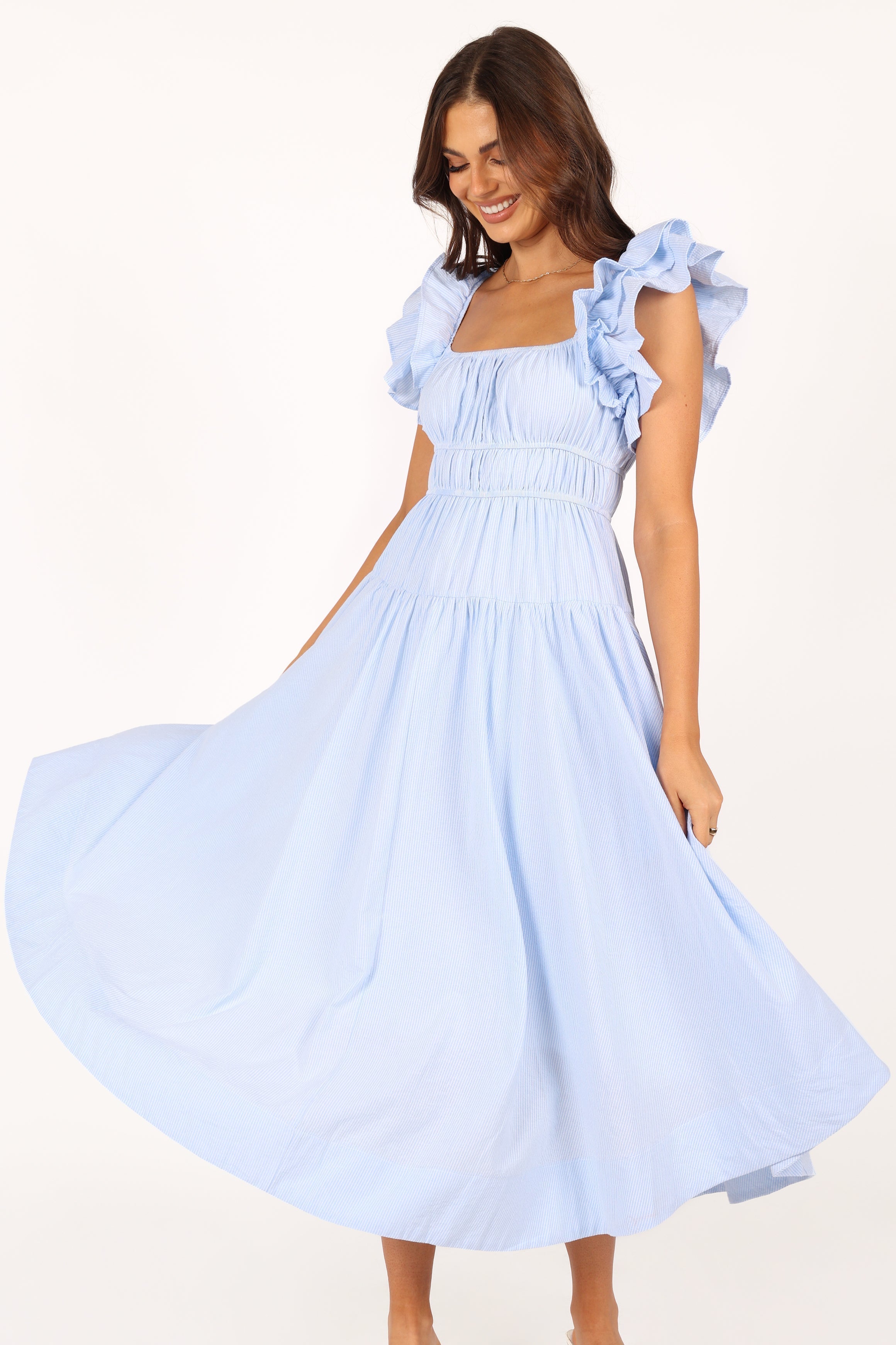Linda Midi Dress - Blue Stripe-Sunny Prom
