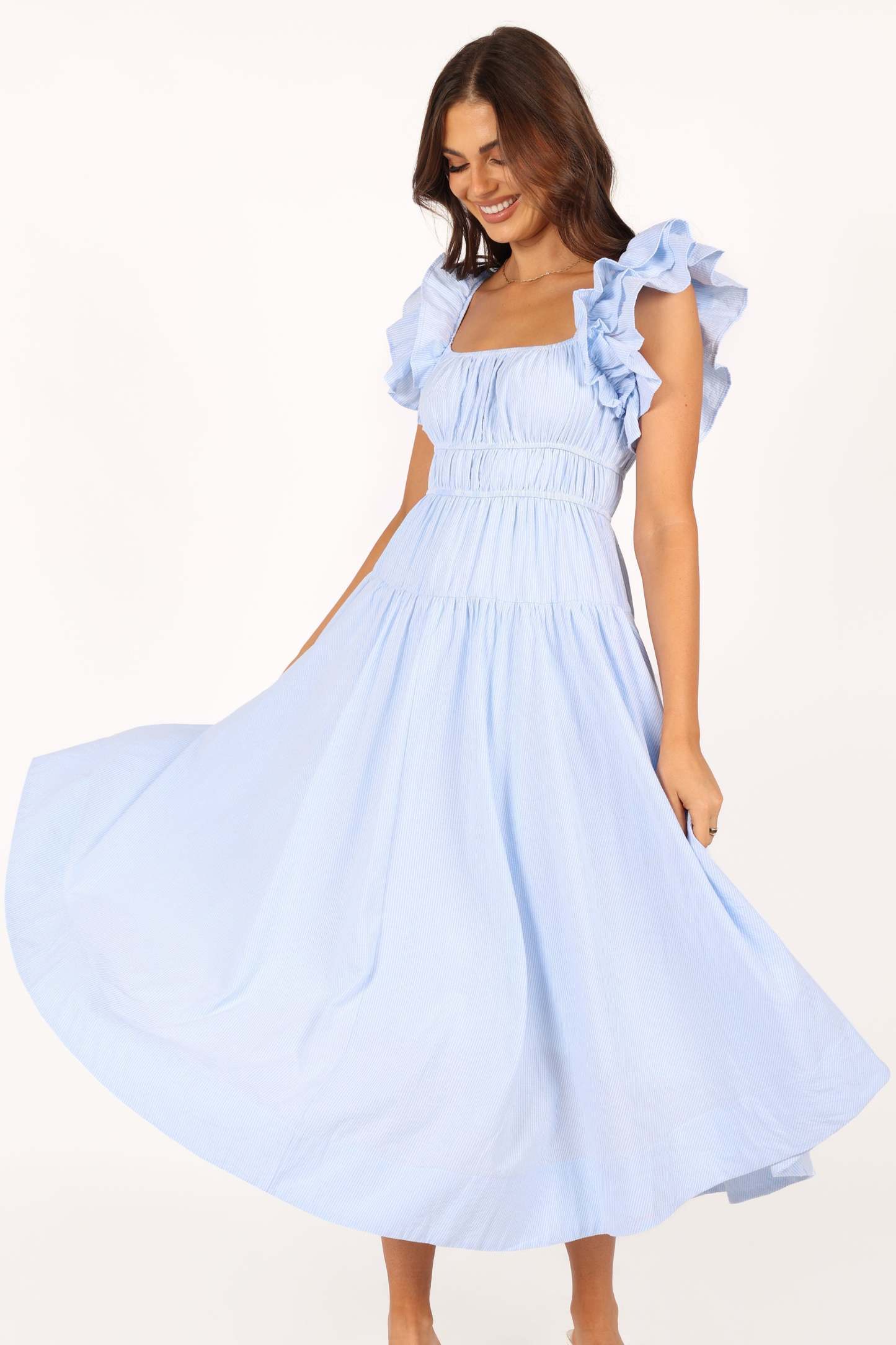 Linda Midi Dress - Blue Stripe-Sunny Prom