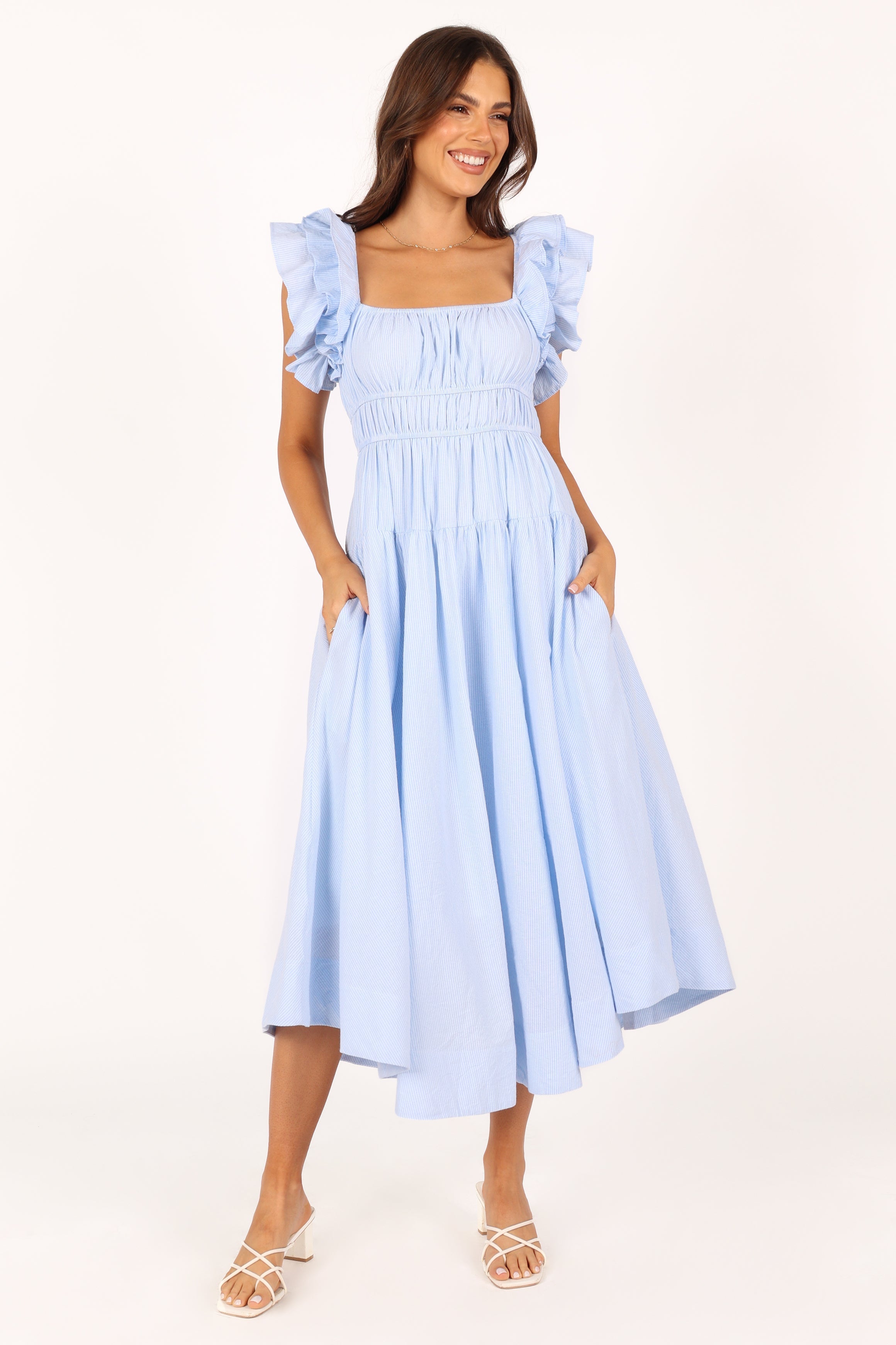 Linda Midi Dress - Blue Stripe-Sunny Prom