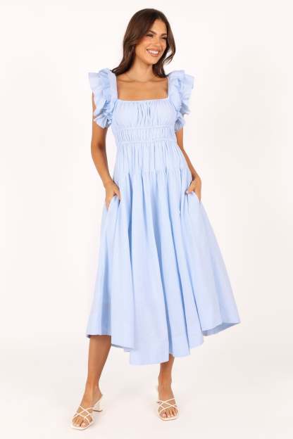 Linda Midi Dress - Blue Stripe-Sunny Prom