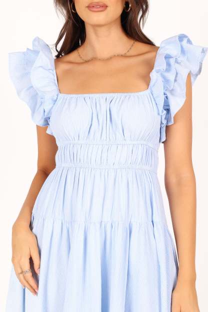 Linda Midi Dress - Blue Stripe-Sunny Prom