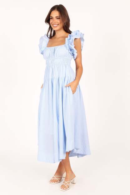 Linda Midi Dress - Blue Stripe-Sunny Prom