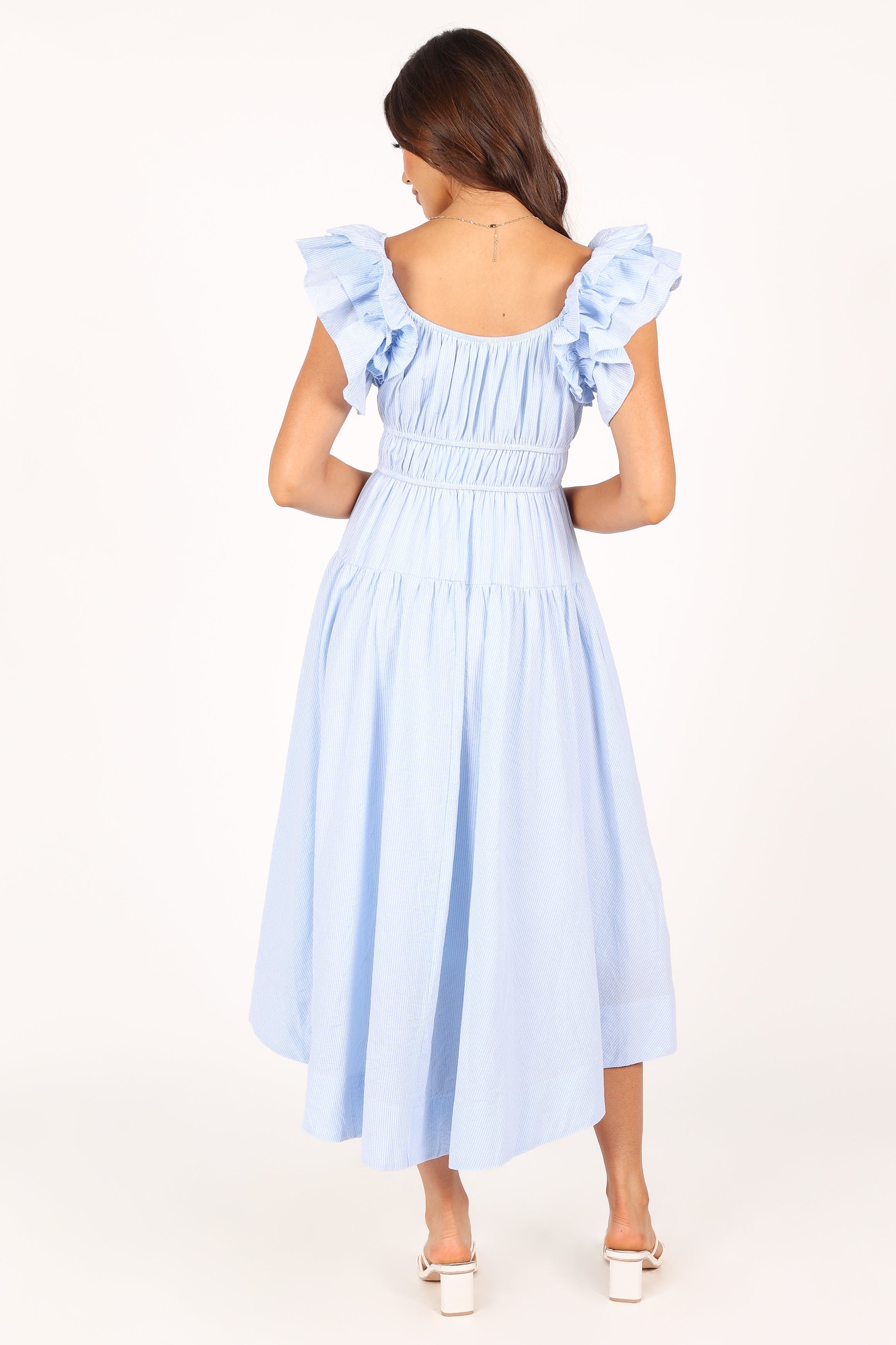 Linda Midi Dress - Blue Stripe-Sunny Prom