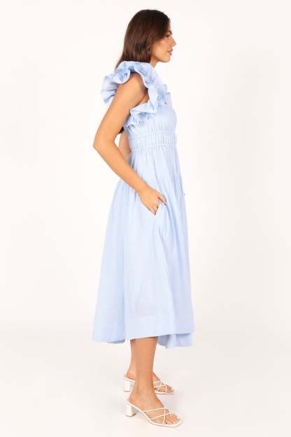 Linda Midi Dress - Blue Stripe-Sunny Prom