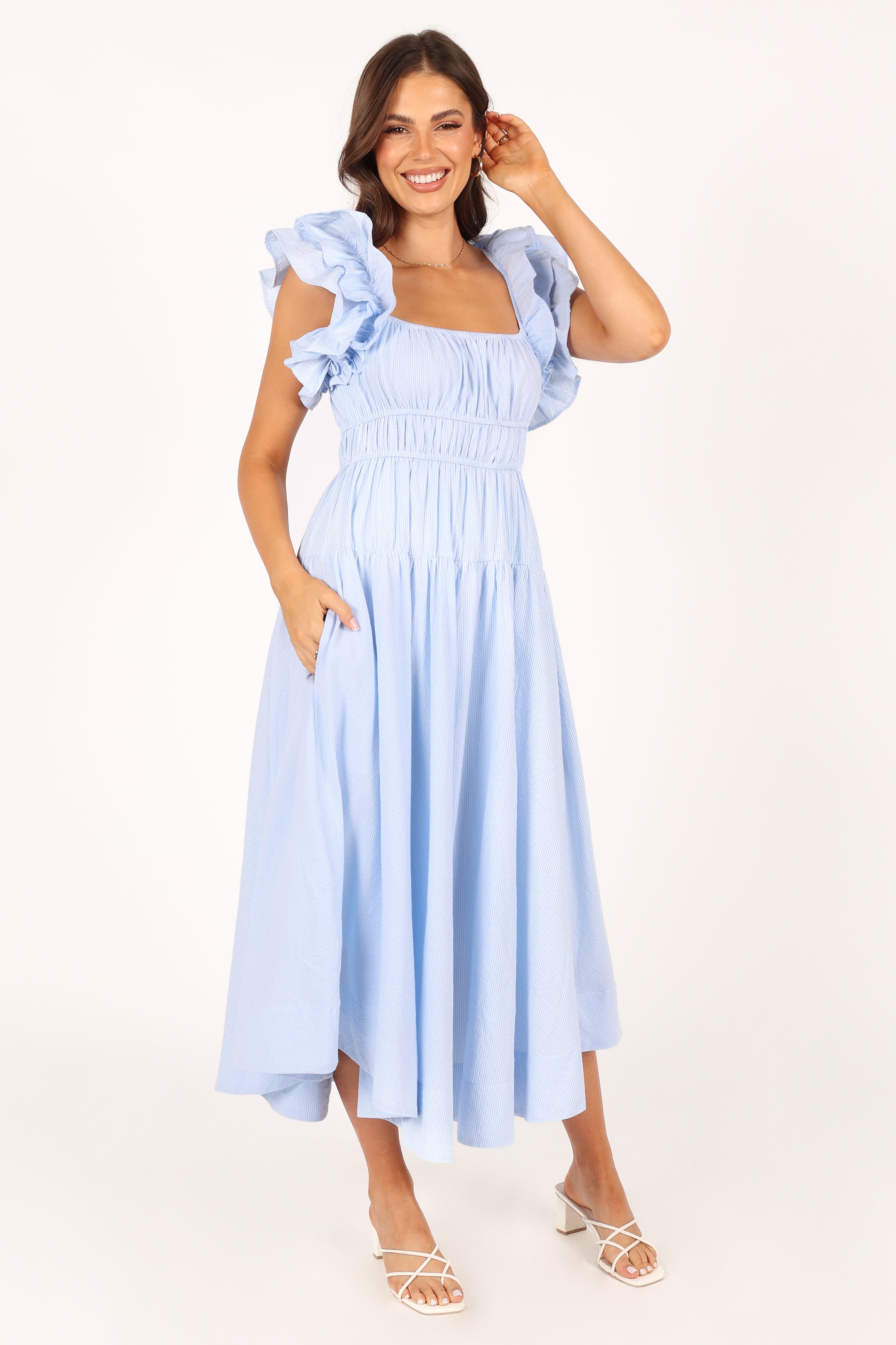 Linda Midi Dress - Blue Stripe-Sunny Prom