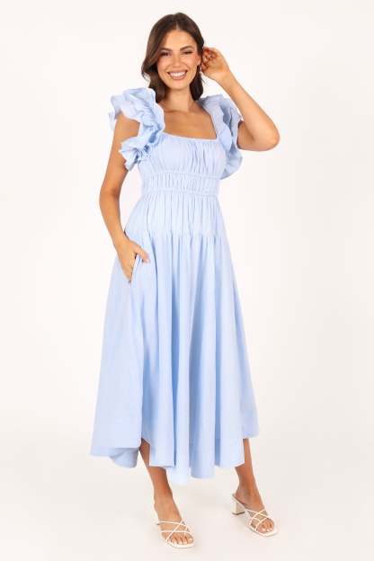 Linda Midi Dress - Blue Stripe-Sunny Prom