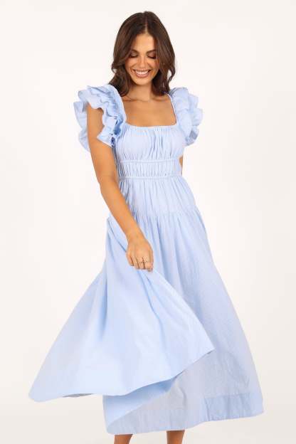 Linda Midi Dress - Blue Stripe-Sunny Prom
