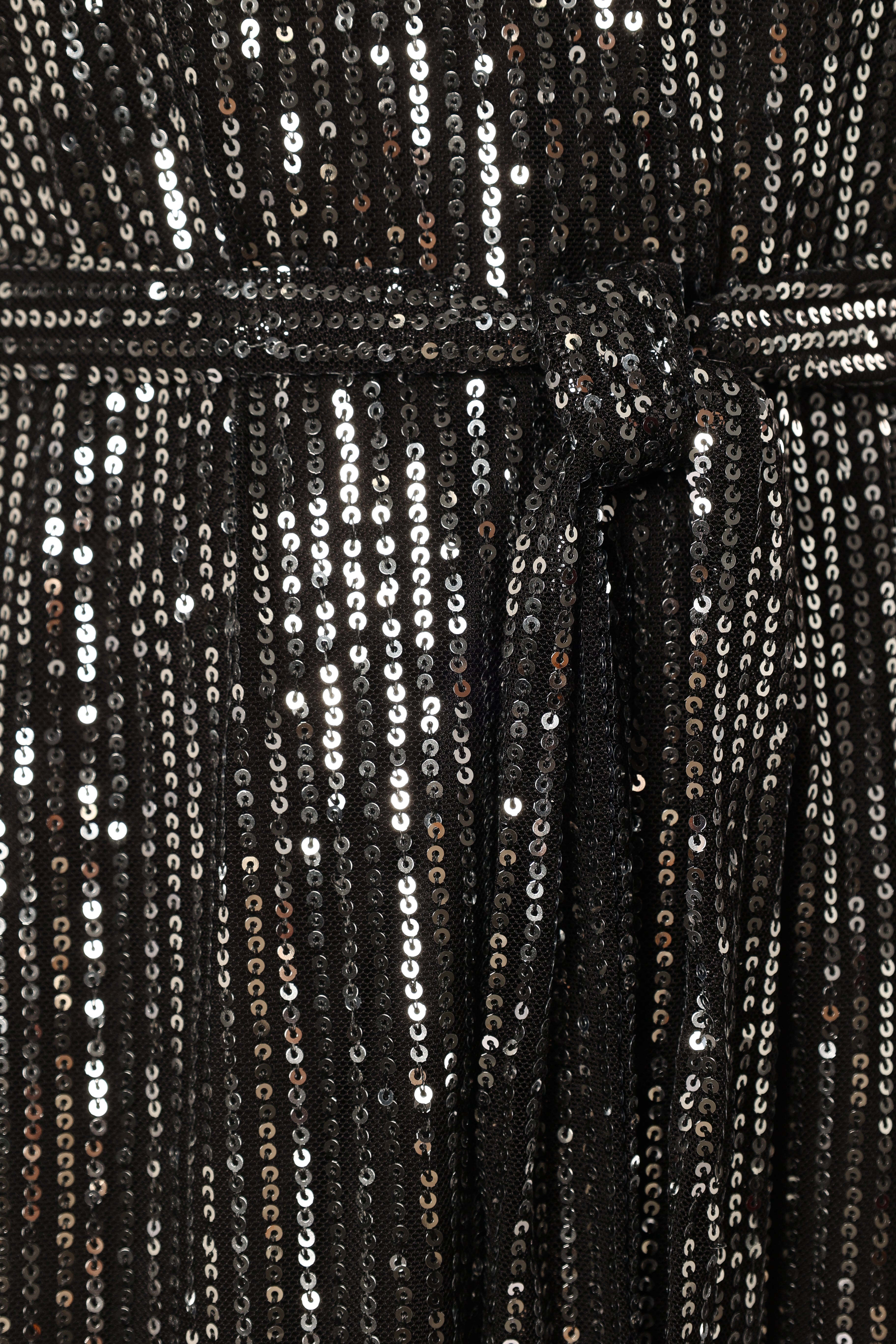 Linnie Long Sleeve Mini Dress - Black Sequin-Sunny Prom