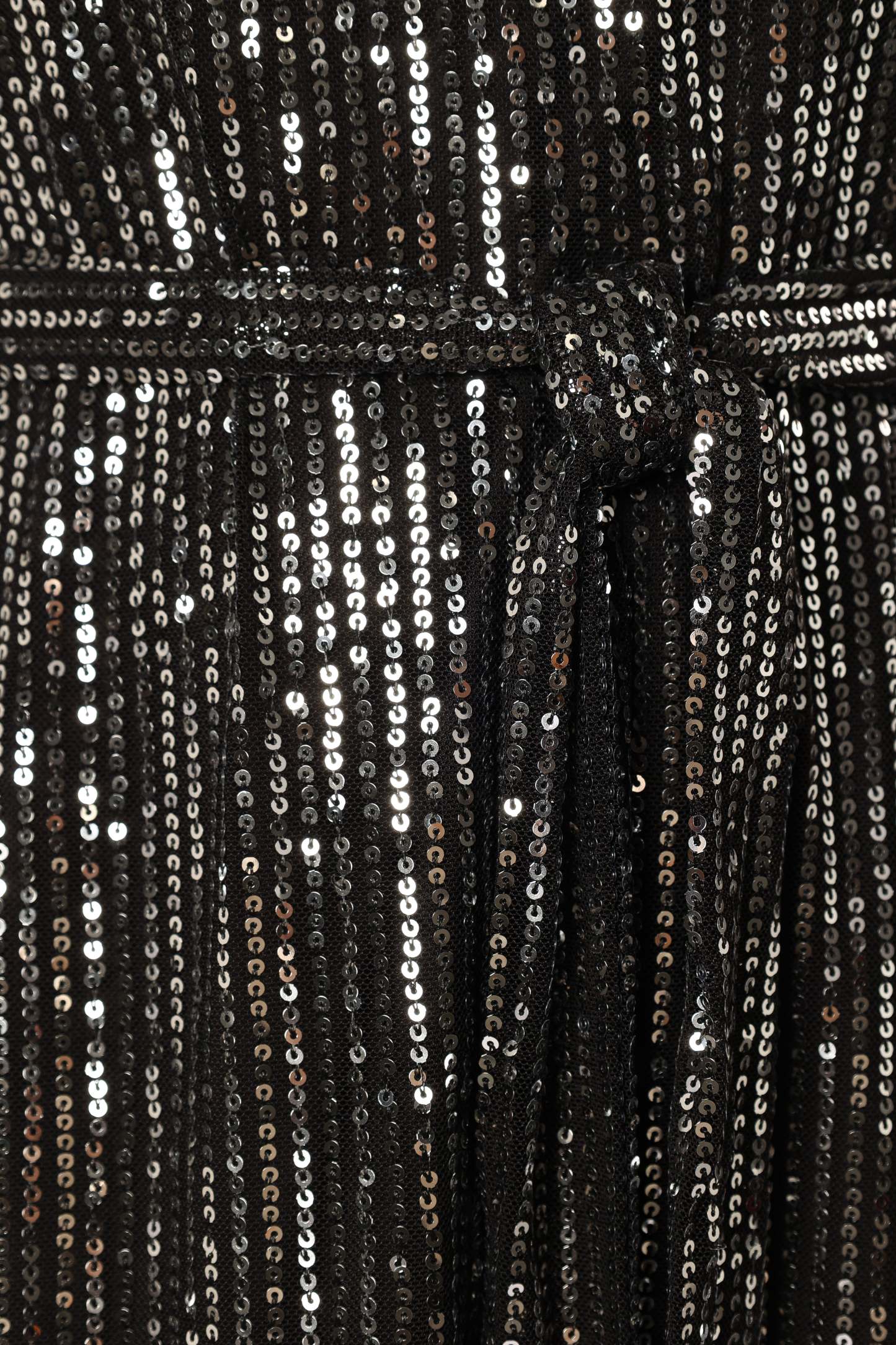 Linnie Long Sleeve Mini Dress - Black Sequin-Sunny Prom
