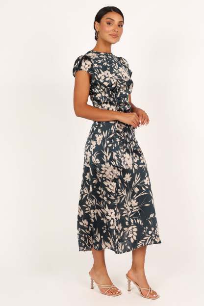 Lisbeth Midi Dress - Green Floral-Sunny Prom